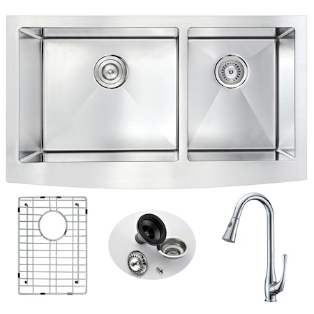 Elysian Farmhouse 33 Kitchen Sink With Polished Chrome Singer Faucet